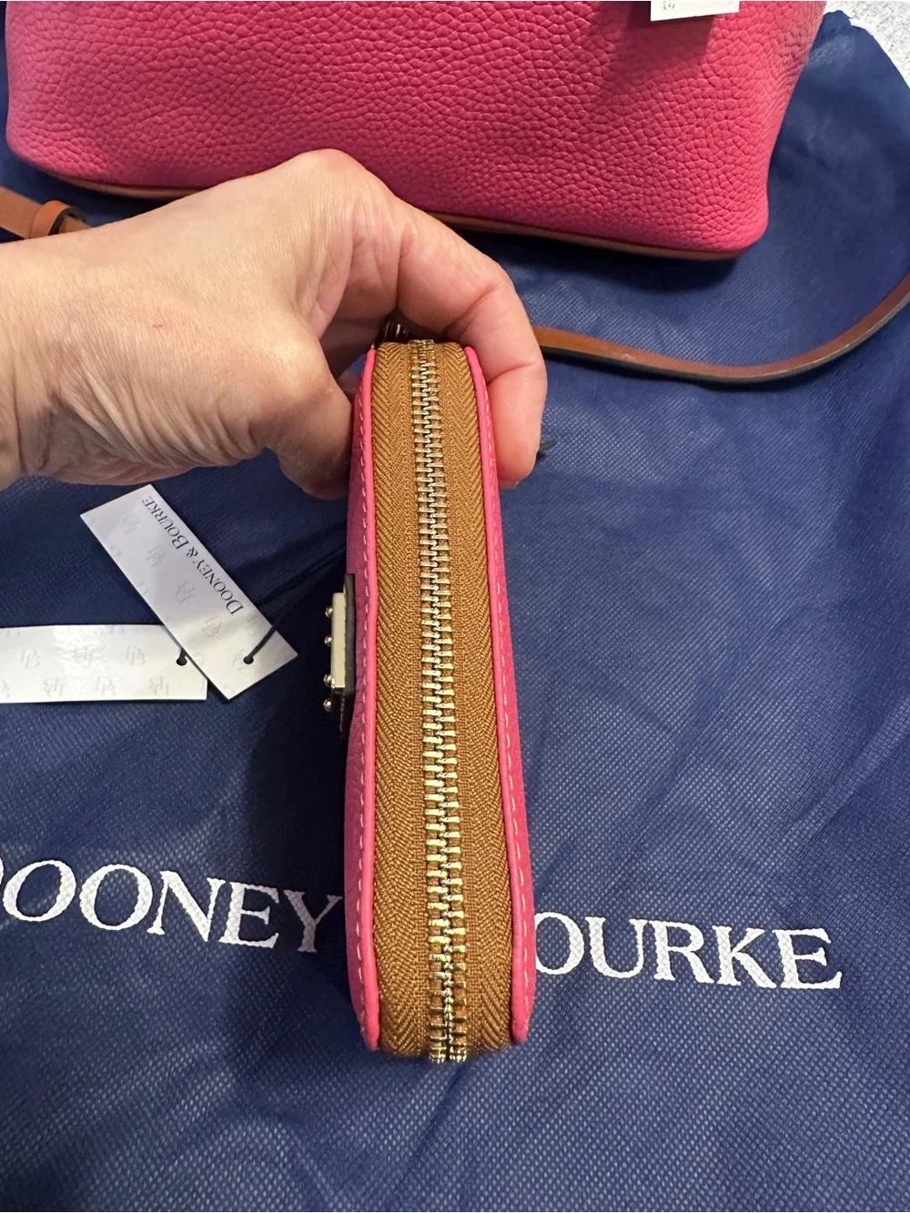 Price firm!!! Dooney & Bourke Pink Pebble Leather Satchel with Matching Wallet